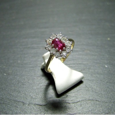 18ct Yellow Gold Ruby and Diamond Dress Ring