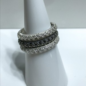 Silver Marcasite And CZ Set 3x Stacker Ring
