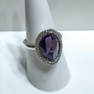Silver Amethyst and CZ Dress Ring