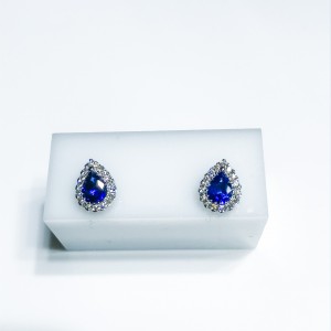 18ct White Gold Sapphire and Diamond Stud Earrings