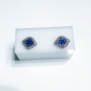 18ct White Gold Sapphire And Diamond Stud Earrings